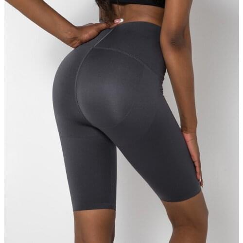 Women Yoga Shorts Soft Stretchy Shorts High Waist Fitness Leggings Nylon Sports Short Pants Solid Color Gym Pants Biker Shorts