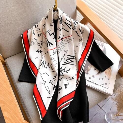 Lady Hair Scarf New Twill Silk Shawl Fashion Female Head Wraps Women Bandana Large Hijab Neckerchief Pashmina Print Foulard