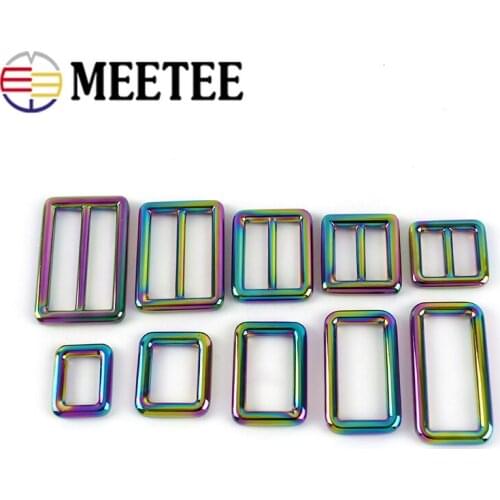 10pcs 12/15/19/25/32/38mm Square Metal Strap Buckle for Bag Webbing Adjuster Tri-Glide Hook Clasp DIY Leather Crafts Accessories