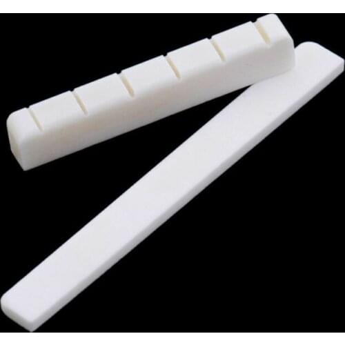 New 1 Set of 2pcs Acoustic Guitar Bone Bridge Saddle and Nut Made of Real Bone