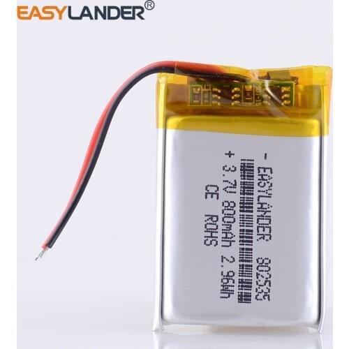 High Quality 3.7V 802535 800mAh Li-ion Polymer Lithium Battery Bluetooth headphones column DVR recorder Registrar