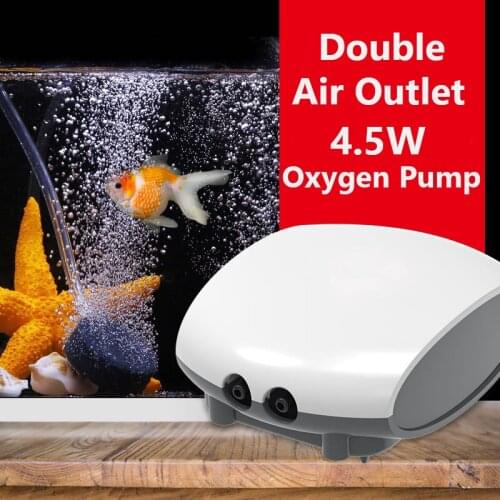 4.5W 220V Mute Air Pump Oxygen Aquarium Air Compressor Aeration Oxygenation Fish Tank Household Mini Air Stone Double Outlet