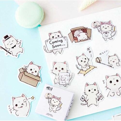 45 Pcs/box Cute Cat Decoration Paper Sticker DIY Album Diary Planner Stickers Scrapbooking Kawaii Japan Stationery Label Sticke