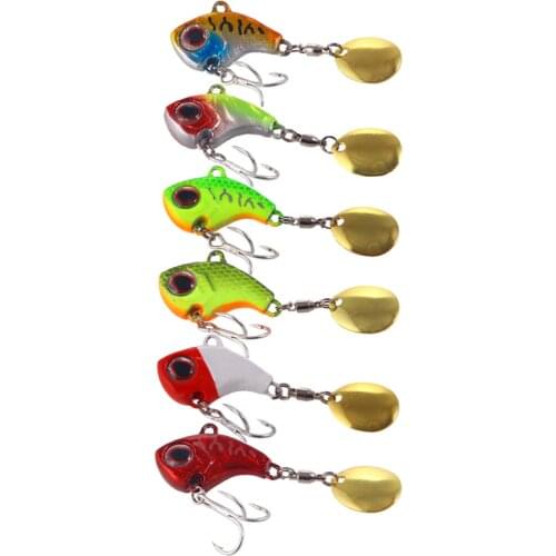 6pc Metal Mini VIB With Spoon Fishing Lure 8g 11g 15g 21g Sinking Lures Rotating Tail Fishing Tackle Crankbait Vibration Spinner