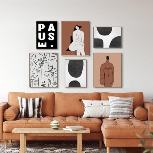 Abstract Line Face Drawing Canvas Painting Wall Art Minimalist Print Nordic Poster Nude Picture Modern Living Room Home Decor