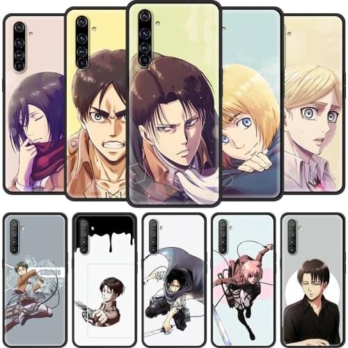 Phone Case for Realme 5 6 C3 7 5 Pro X50 XT C11 C15 V5 Cover for Oppo A52 A9 A53 A8 A92s Black Shell anime Attack On Titan girl