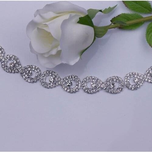 Free Shipping 5yards Rhinestone crystal Chain Bridal Sash Rhinestone Applique, Wedding Applique,Rhinestone Trimming LSRT061