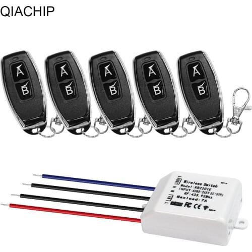 QIACHIP 433MHz RF Wireless Remote Control Switch Universal Receiver Transmitter AC 110V 220V 1CH relay Receiver Module Controll
