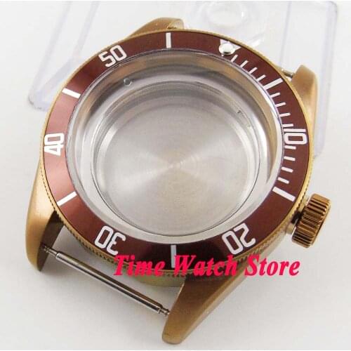 41mm sapphire glass Bronze coated watch case fit ETA 2836 Miyota 8215 movement C102