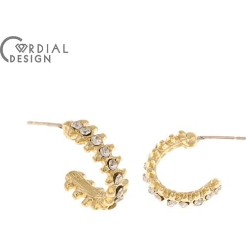 Cordial Design 50Pcs 13*15MM Jewelry Accessories/Hand Made/Hook Shape/DIY/Rhinestone Earrings Stud/Jewelry Findings & Components