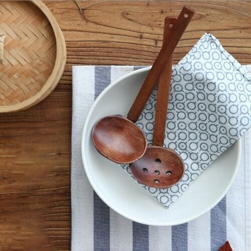 Soup Spoons Japanese-style Long-handled Wooden Spoon Colander Ramen Hot Pot Colander