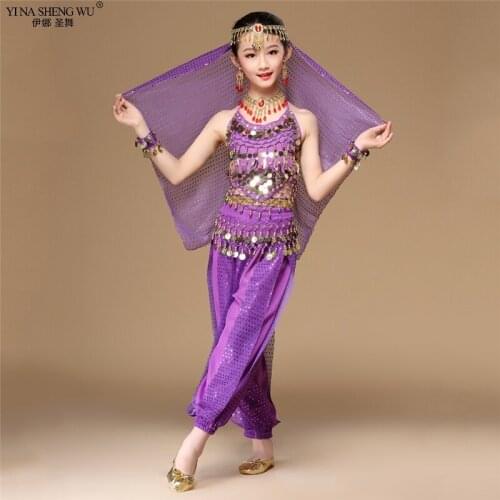 Kids Belly Dance Costumes Set Oriental Dance Costumes 2/8pcs Belly Dancing Cloth Girls Egyptian Bollywood Indian Kids Bellydance