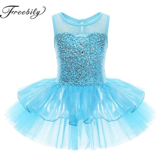 Sequins Children Girls Dancer Leotard Ballet Tutu Dress Kids Dance Costumes Girls Gymnastics Workout Ballerina Princess Dresses