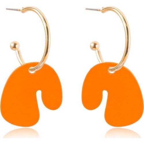 Street Shot New Orange Spray-painted Pendant Earrings Irregular Shape Earrings Popular Jewelry Women Party Jewelry