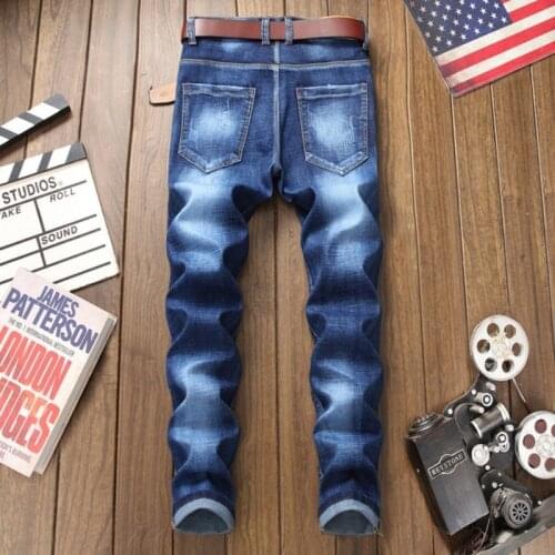 Fashion Embroidery Flower Bird Zipper Wash Jeans Men High Quality Slim Denim Pencil Pants Brand Large Size 29-38 Straight Pants