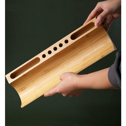 Japanese style Eco-friendly bamboo pen holder modern simple desktop sundries storage box creative rectangle cell phone rack