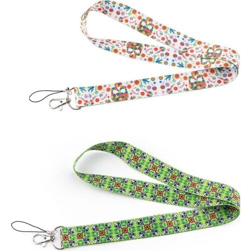 G2005 Horror Skeleton Flower Lanyard Keychain Lanyards for keys Badge ID Mobile Phone Rope Neck Straps Accessories Gift