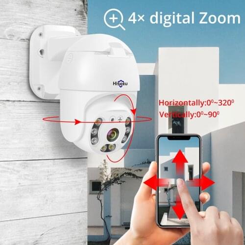 Hiseeu 2MP HD IP Camera WIFI Wireless Outdoor POE Colorful Night Vision 1080P PTZ IP Camera Audio Network CCTV Surveillance