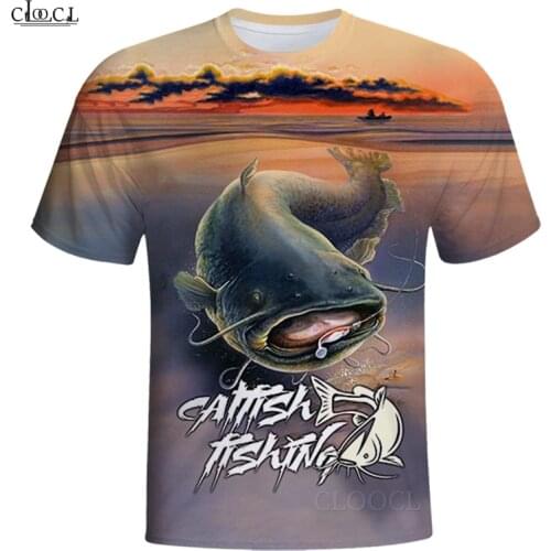 HX Newest Popular Catfish Fishing 3D Print Men Women Fashion T-shirts Harajuku Clothes Oversized Tee Shirts Tops Drop Shipping