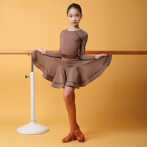 New Latin Dance Competition Dress For Kids Long Sleeve Practice Clothes Professional Standard Rumba Tango Dance Costumes VO1408