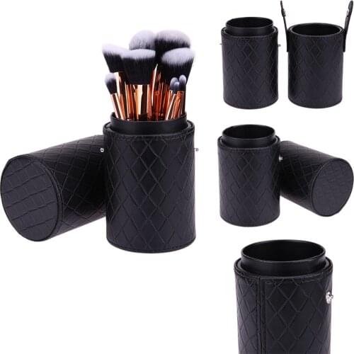 Portable Cosmetic Brush Box PU Leather Makeup Storage Holder Cosmetic Cup Case Box for Makeup Brush Pen