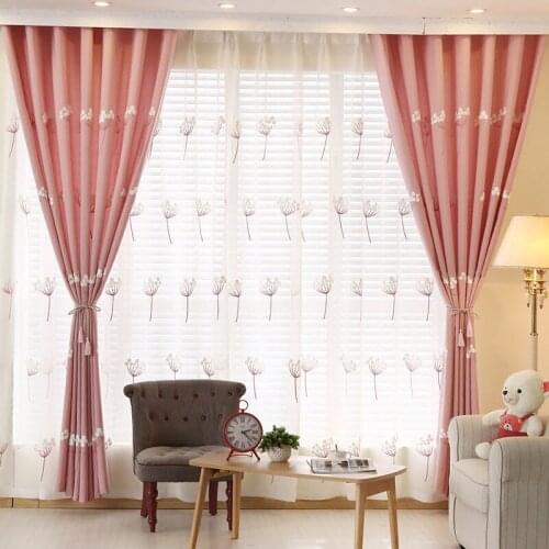 Modern and Simple Dandelion Embroidery Jacquard Curtains Cute Curtain Fabric Finished Fancy Curtains for Living Room Bedroom