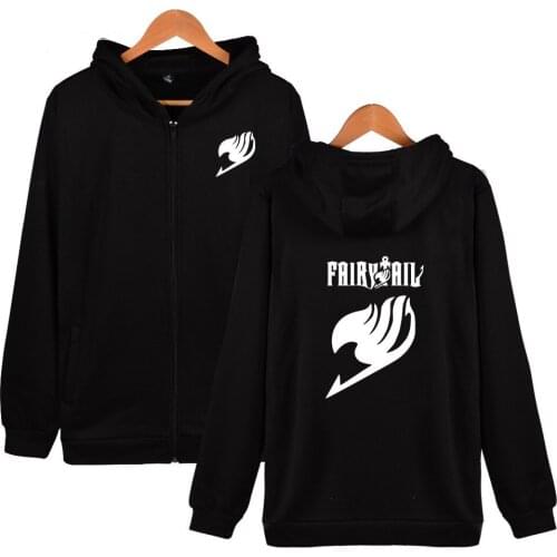 New FAIRY TAIL Printed Zipper Hoodies black Sweatshirt Jacket Clothes Classic Men/women Long Sleeve Japanese Anime Winter Full