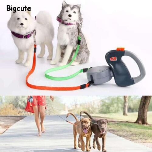 Pet Training Traction Rope Leash Double Dog Retractable Leads Walking Braided Tangle Dual Leashes Coupler For Training Two Dogs