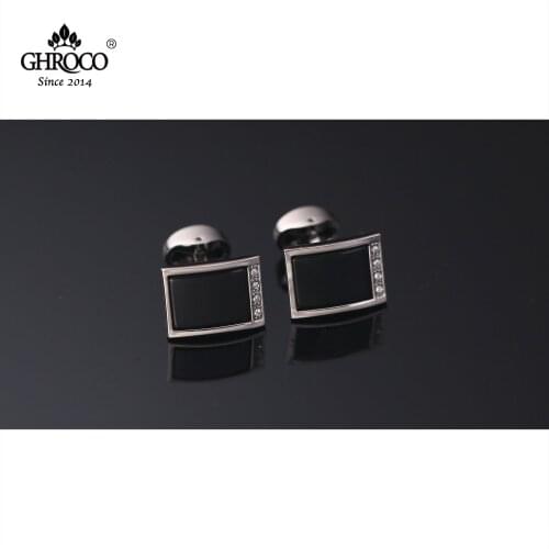 GHROCO High Quality Exquisite Black Stone Crystal French Shirt Cufflinks Fashion Luxury Gifts Business Men and Women Groomsmen