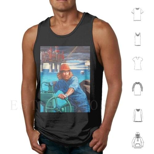 Maelstrom Mural-Construction Worker Tank Tops Vest Cotton Maelstrom Mural Norway Retro 80S 90S