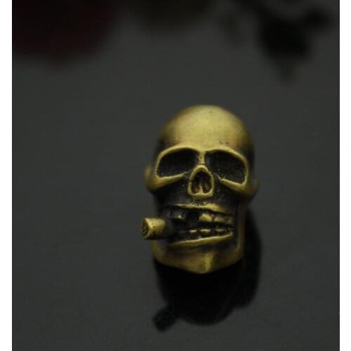 1PC Brass Smoking Skull Knife Beads Lanyard Pendant Paracord Survival Bracelet Umbrella Rope DIY Decorative Accessories