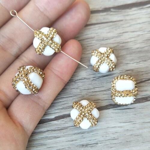 10Pcs nature white stone beads pave cz rhinestone connector spacer bead for DIY Making Bracelet necklace Jewelry Finding BD225