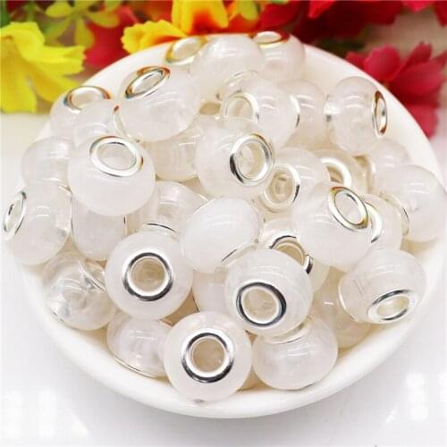 10Pcs White Jelly Cute Color Acrylic Resin Round Loose European Spacer Beads for Women Bracelet Beads Charms Necklace Jewelry