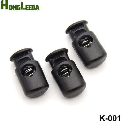 100pcs/lot HLD/K-001 black plastic POM ball cord lock toggles plastic stoppers 7mm bungee cord free shipping