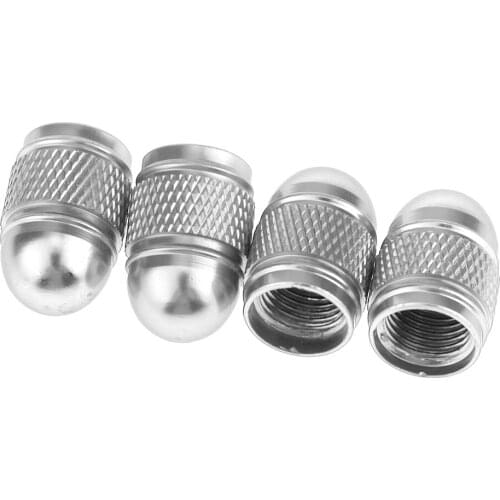 4x Car Front Rear Tyre Wheel Alloy Dust Valve Cap Cover Aluminium Cap Silver
