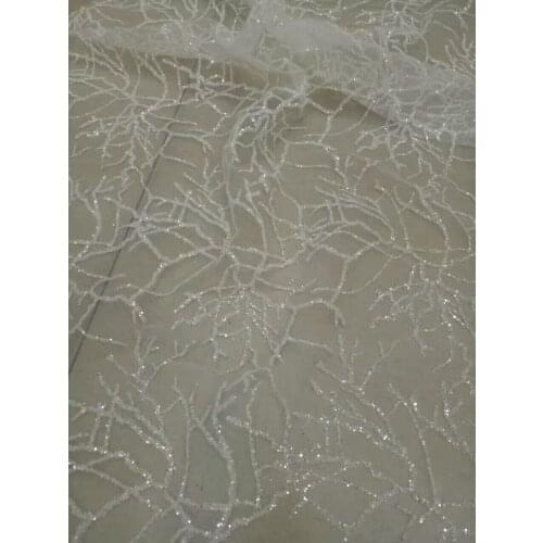 5YARDS AH1129 crytal transport white mesh hand print glued glitter net mesh lace for sawing/lady dress