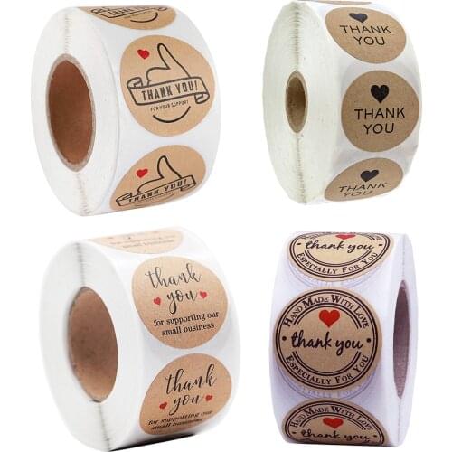 500pcs thank you for supporting my business vintage Stickers with Gold Hear round labels sticker for small shop handmade sticker