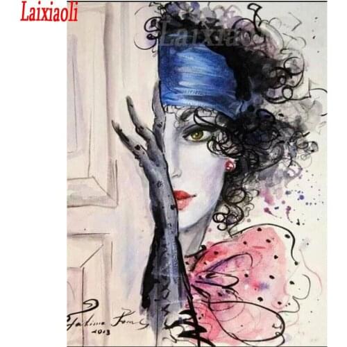 Home decoration Diamond Painting Fashion beauty DIY Diamond Embroidery 5D Full Square Mosaic Half fold face Picture by Numbers