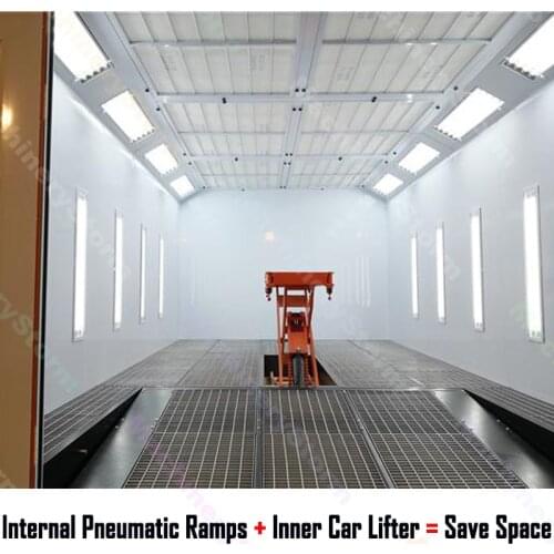 Car spray paint booth with scissor lift spray booth oven internal pneumatic ramps car paint cabinet save space paint cabin