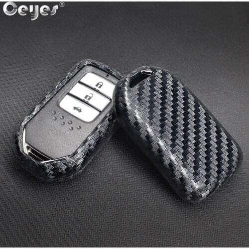 Ceyes Auto Accessories Carbon Fiber Remote Fob Key Cover Car Styling Case For Honda Civic Accord CRV Accord Fit Protective Shell