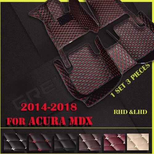 Leather Car floor mats for Acura MDX five seats 2014 2015 2016 2017 2018 Custom auto foot Pads automobile carpet cover