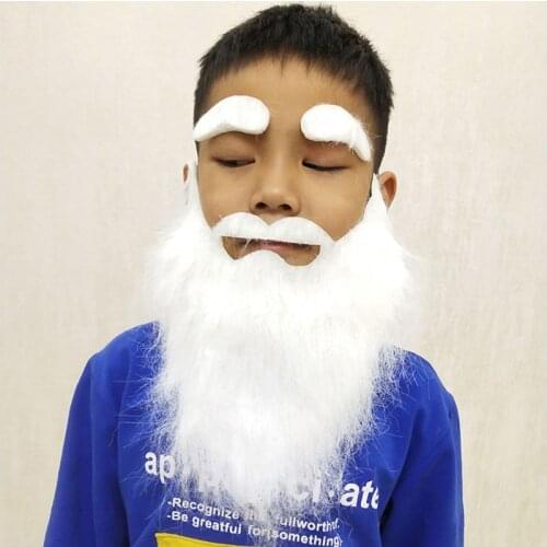 White Funny Mustache Fake Beard Eyebrows Children Creative Party Cosplay Costume Kids Pirate Halloween Decoration F3MD