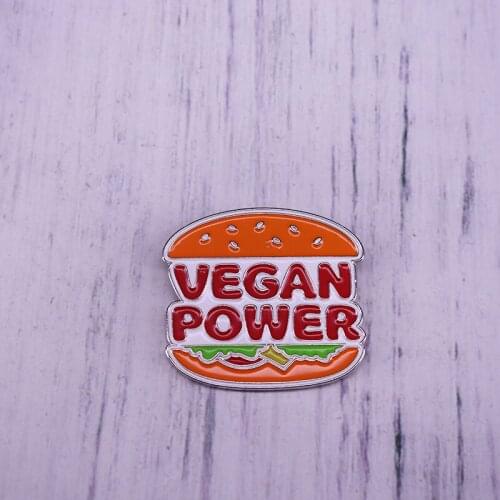 Veggie burger lapel pin vegan power proud brooch hat backpack flair collection
