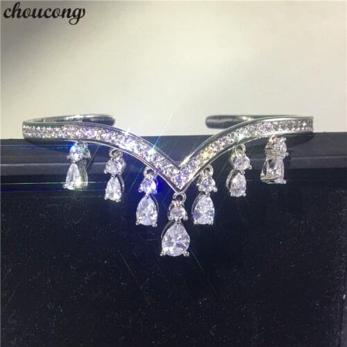 Choucong Water Drop Bangle cuff 925 Sterling Silver AAAAA Zircon stone Party Wedding Bracelets Bangles for women bridal Jewelry