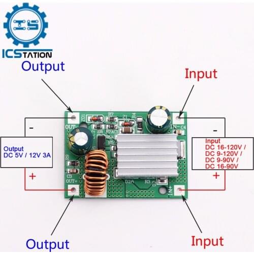 DC-DC Buck Step Down Converter Non-isolated Stabilizer Voltage Regulated Power Supply Module 9V 12V 24V 36V 72V 120V to 5V 12V