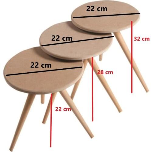 Wooden Beech 3 pcs retro Creative round wood coffee table storage tea fruit snack serving plate tray home table room desk sofa