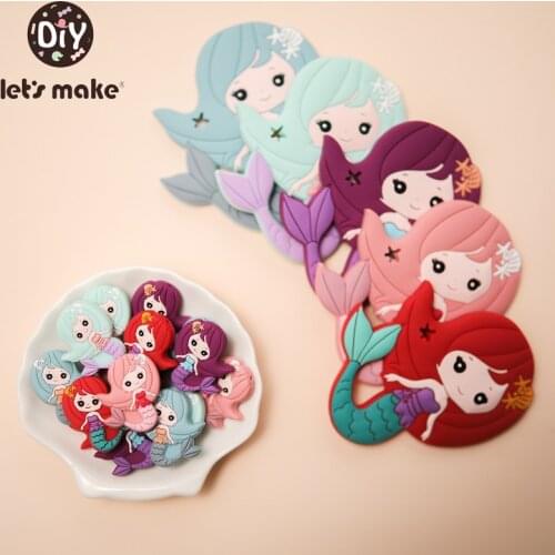 Lets make 10PCS Mermaid Baby Teeth Food Grade Silicone BPA-Free Kid Care Baby DIY Threading Toy Soothe Childrens Emotions