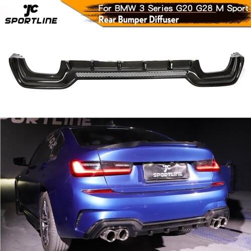 Car Rear Bumper Diffuser Lip for BMW 3 Series G20 G28 M Sport 2020 Rear Bumper Diffuser Lip Spoiler Carbon Fiber