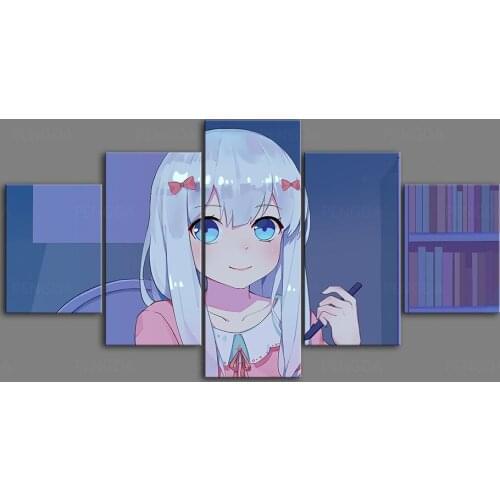 Home Decoration Wall Art Prints 5 Panel Pictures Modular Eromanga Sensei Poster Anime Painting Cuadros On Canvas For Living Room