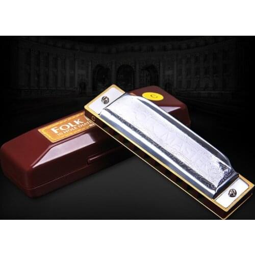 Suzuki Harmonica Folk Master 1072 Standard Beginner 10 Hole 20 Tone Diatonic Key of C A D E F G